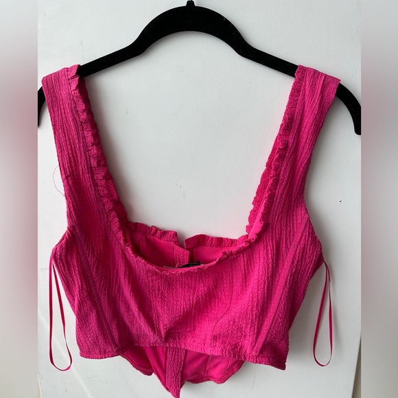 Stradivarius textured corset top in pink NWT - Picture 4 of 6